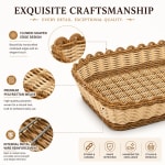 Heavy Rectangle Shaped Polyrattan Basket with Flower Shaped Edges & Metal Wire - 30x21.6x6.5cm — view 5