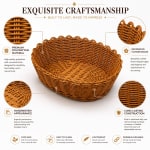 Heavy Oval Shaped Polyrattan Basket with Flower Edges & Metal Wire - 24x20x8cm — view 5