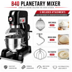 Electric Planetary Mixer with 3 Whisk Attachments & Safety Guard - Black Body | Belt Model — view 7