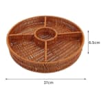 AD3 Heavy Round Shaped Polyrattan Basket with 5 Compartments & Metal Wire 37x6.5cm - Walnut Brown — view 2