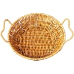 No.12 Heavy Round Shaped Polyrattan Basket with Handles & Metal Wire 22x6cm - Walnut Brown — view 1
