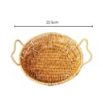 No.12 Heavy Round Shaped Polyrattan Basket with Handles & Metal Wire 22x6cm - Walnut Brown — view 2