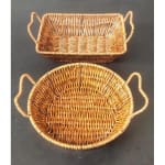 No.12 Heavy Round Shaped Polyrattan Basket with Handles & Metal Wire 22x6cm - Walnut Brown — view 3