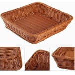 No.16 Heavy Square Shaped Polyrattan Basket with Metal Wire 24x8cm - Walnut Brown — view 4