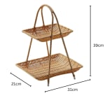 No.21 Heavy Rectangle Shaped Polyrattan Basket 2 Layer with Handle & Metal Wire 31x21x39cm - Walnut Brown — view 2