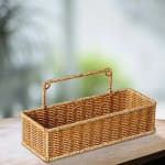 No.24 Heavy Rectangle Shaped Polyrattan Basket Multipurpose Utility Holder with Metal Wire 31.5x12x14.5cm - Walnut Brown — view 4