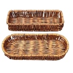 No.3 Heavy Long Rectangle Shaped Polyrattan Basket with Metal Wire 23x8x4cm - Walnut Brown — view 4