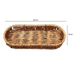No.4 Heavy Long Oval Shaped Polyrattan Basket with Metal Wire 24x9x4cm - Walnut Brown — view 2