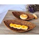 Heavy Boat Platter Shaped Polyrattan Basket with Metal Wire - Walnut Brown — view 5