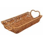 Heavy Rectangle Shaped Polyrattan Basket with Heart Shaped Handles & Metal Wire - Walnut Brown — view 1