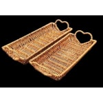 Heavy Rectangle Shaped Polyrattan Basket with Heart Shaped Handles & Metal Wire - Walnut Brown — view 4