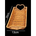Heavy Rectangle Shaped Polyrattan Basket with Heart Shaped Handles & Metal Wire - Walnut Brown — view 2