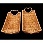 Heavy Rectangle Shaped Polyrattan Basket with Heart Shaped Handles & Metal Wire - Walnut Brown — view 5