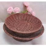 Heavy Round Shaped Polyrattan Basket with Base Stand & Metal Wire - Walnut Brown — view 6