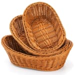 Heavy Boat Shaped Polyrattan Basket with Metal Wire - Walnut Brown — view 10