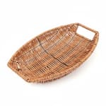 Heavy Oval Shaped Polyrattan Basket with Handle & Metal Wire - Walnut Brown — view 1