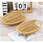 Heavy Oval Shaped Polyrattan Basket with Handle & Metal Wire - Walnut Brown — view 6