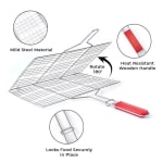Wooden Handle MS BBQ Grill Net - Rectangle — view 5