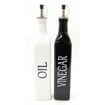 VAMA 2 in 1 Glass Oil & Vinegar Dispenser - 500ml | White + Black — view 1
