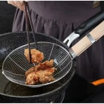 Wooden Flat Handle Heavy SS Noodle Strainer — view 3