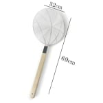Wooden Flat Handle Heavy SS Noodle Strainer — view 2
