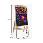 LED Writing Display Board - Wooden Lite Brown New Standing Model | Marker Set | Cleaning Cloth | Button Controller | Display Area: 50x70cm — view 2