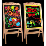 LED Writing Display Board - Wooden Lite Brown New Standing Model | Marker Set | Cleaning Cloth | Button Controller | Display Area: 50x70cm — view 6