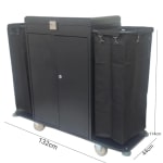 MS Black Housekeeping Trolley - Full Size with Two Sided Plain Bags | Door | Top Lid with Lock — view 2