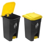 Plastic Dustbin with Pedal - Grey Body + Yellow Lid — view 5