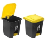 Plastic Dustbin with Pedal - Grey Body + Yellow Lid — view 4