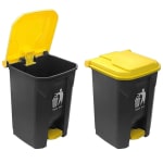 Plastic Dustbin with Pedal - Grey Body + Yellow Lid — view 5