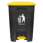 Plastic Dustbin with Pedal - Grey Body + Yellow Lid — view 4