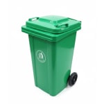 Plastic Dustbin with Wheels & without Pedal - Green — view 1