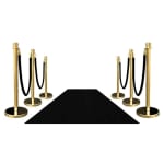 Black + Golden Queue Manager with Top Ball & Black Velvet Rope - (Loose: 2 Poles + 1 Rope ; 1 Carton: 20 Poles + 10 Ropes) | Single pc Box Packing for Poles — view 4