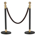 Black + Golden Queue Manager with Top Ball & Black Velvet Rope - (Loose: 2 Poles + 1 Rope ; 1 Carton: 20 Poles + 10 Ropes) | Single pc Box Packing for Poles — view 1