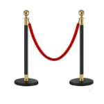 Black + Golden Queue Manager with Top Ball & Red Velvet Rope - (Loose: 2 Poles + 1 Rope ; 1 Carton: 20 Poles + 10 Ropes) | Single pc Box Packing for Poles — view 1