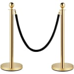 Golden Queue Manager with Top Ball & Black Velvet Rope - (Loose: 2 Poles + 1 Rope ; 1 Carton: 20 Poles + 10 Ropes) | Single pc Box Packing for Poles — view 1