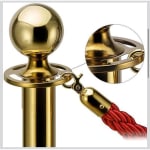 Golden Queue Manager with Top Ball & Red Premium Twisted Rope - (Loose: 2 Poles + 1 Rope ; 1 Carton: 20 Poles + 10 Ropes) | Single pc Box Packing for Poles — view 7