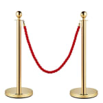 Golden Queue Manager with Top Ball & Red Premium Twisted Rope - (Loose: 2 Poles + 1 Rope ; 1 Carton: 20 Poles + 10 Ropes) | Single pc Box Packing for Poles — view 1