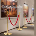 Golden Queue Manager with Top Ball & Red Velvet Rope - (Loose: 2 Poles + 1 Rope ; 1 Carton: 20 Poles + 10 Ropes) | Single pc Box Packing for Poles — view 4