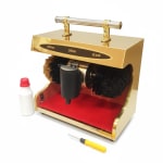 Electric Shoe Polish Machine with Heavy Wooden Back Board & Mirror Finish — view 6