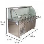 Premium Electric COLD Bain Marie Ready Counters with LED Light - Acrylic Sliding Door | Cold Inner Cabinets with Inbuilt Compressor & Exhauster | 4 Wheels (2 With & 2 Without Brakes) | Wooden Packing for Glass | (GN Pans of 1/1 150mm) — view 2