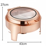 Chafing Dish Round 6L with Gel Based Heating + Transparent Lid + Hydraulic Soft Close (1 GN Pan of 65mm) — view 2