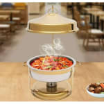 Chafing Dish Round Golden with Gel Based Heating - Hanging Model (1 GN Pan of 65mm) — view 4
