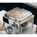 Chafing Dish Square 6L with Gel Based Heating + Transparent Lid + Hydraulic Soft Close (1 GN Pan of 2/3 65mm) — view 3