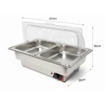 Electric Chafing Dish - Rectangle with PC Roll Top Lid — view 2