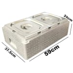 Foam Based Insulation Barrel - Rectangle | 2 Compartments (2 GN Pans of 1/2 150mm - 8.5L/Pan) — view 2