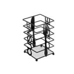 Thick Metal Wire Spoon / Fork Holder with Wooden Base - Black — view 6