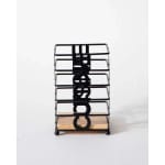 Thick Metal Wire Spoon / Fork Holder with Wooden Base - Black — view 7