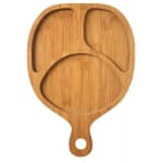 Wooden Food Tray with Handle & Hole 3 Compartments — view 1